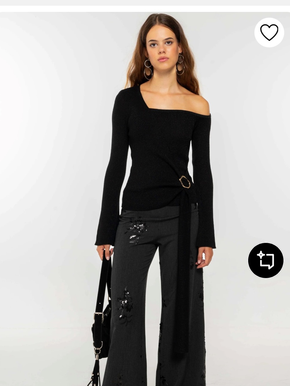 The-Are Black Wrap Top with Gold Hardware